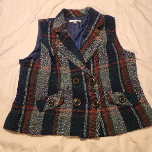 CABI MulitColor Tweed Wool Blend Doublebreasted Vest XL
